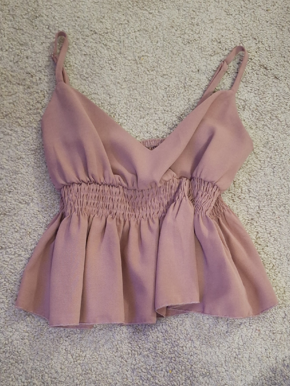 Smocked Waist Dusty Rose Cami with Adjustable Straps